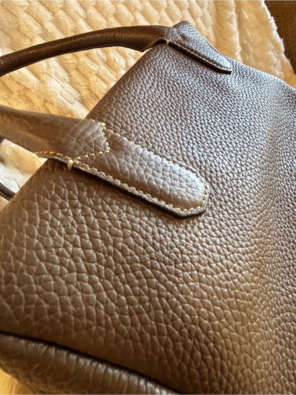 Bruno Magli Brunomagli Bologna Italy Taupe Pebble Leather Satchel